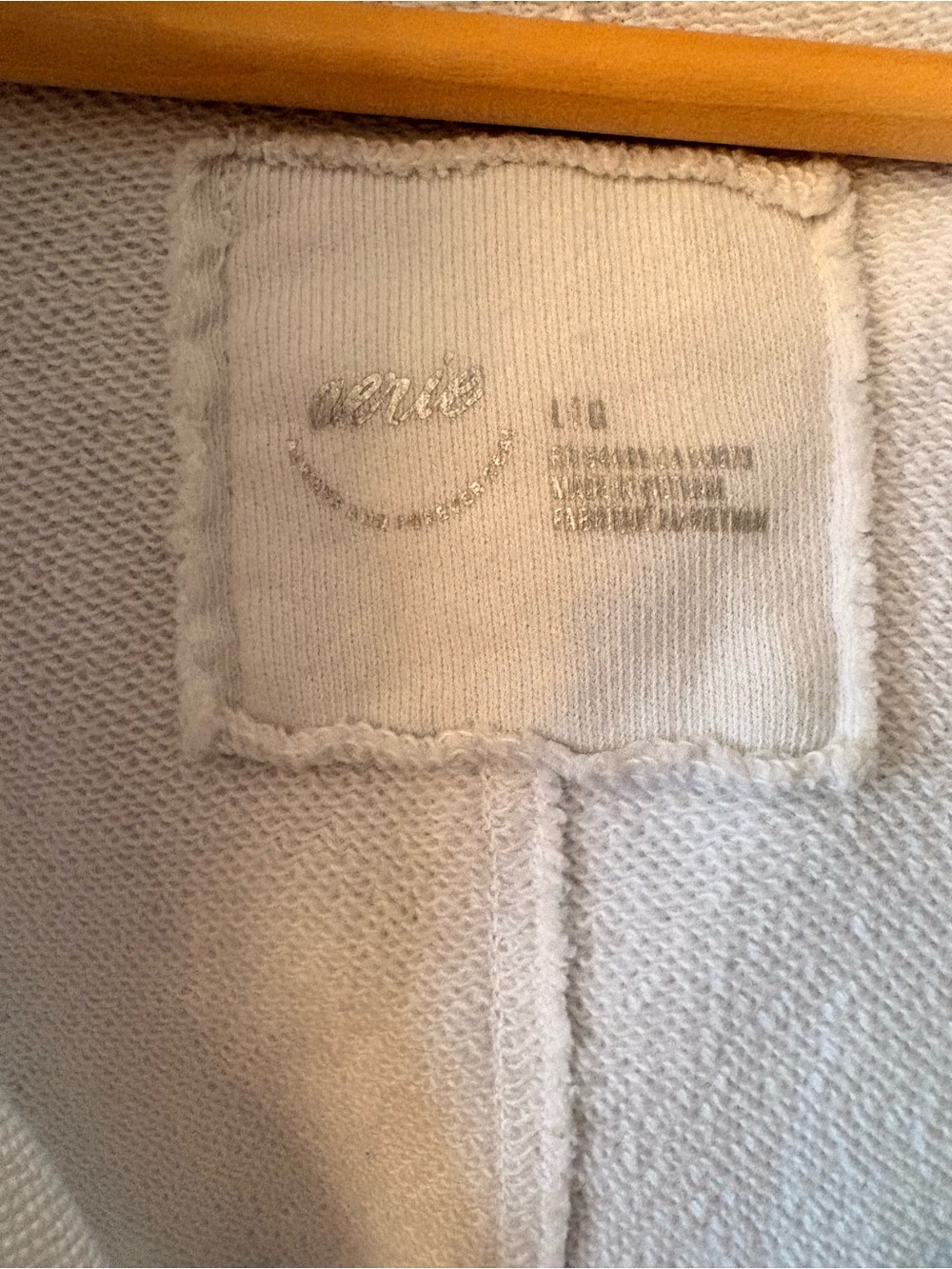 Aerie Cropped Hoodie Large White Oversized Fleece Pullove - Picture 3 of 8